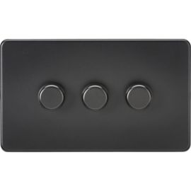 Knightsbridge SF2193MBB Screwless Matt Black 3 Gang 150W 2 Way LED Intelligent Dimmer Switch