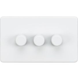 Knightsbridge SF2193MW Screwless Matt White 3 Gang 150W 2 Way LED Intelligent Dimmer Switch