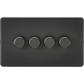 Knightsbridge SF2194MBB Screwless Matt Black 4 Gang 150W 2 Way LED Intelligent Dimmer Switch