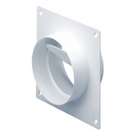 National Ventilation D595WH Monsoon Straight Pipe Connector with Damper And Wall Plate 125mm image