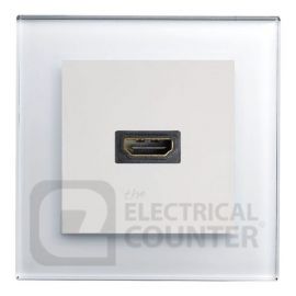White 1 Gang HDMI Socket with Plain Glass Surround