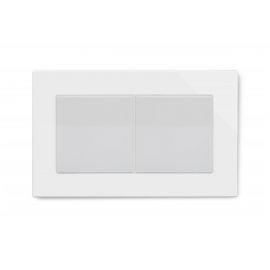 White 2 Gang Blank Plate with Glass Surround