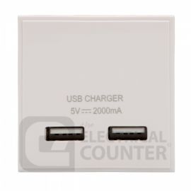 White 2.1A 50mm x 50mm Euro Module USB Charger
