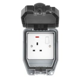 Saxby WP412 Weatherproof 1 Gang 13A Double Pole Switched Socket  image