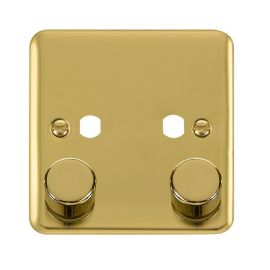 Click DPBR152PL Deco Plus Polished Brass 2 Gang Dimmer Switch Plate with Knobs image