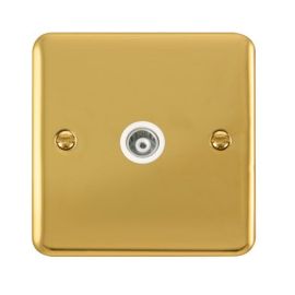 Click DPBR158WH Deco Plus Polished Brass 1 Gang Isolated Co-Axial Socket - White Insert image