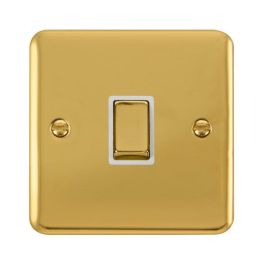 Click DPBR722WH Deco Plus Polished Brass Ingot 1 Gang 20A 2 Pole Switch - White Insert image