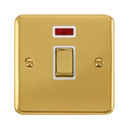 Click DPBR723WH Deco Plus Polished Brass Ingot 1 Gang 20A 2 Pole Neon Switch - White Insert image