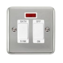 Click DPCH024WH Deco Plus Polished Chrome 20A 2 Pole Sink or Bath Switch - White Insert image