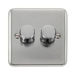 Click DPCH162 Deco Plus Polished Chrome 2 Gang 100W 2 Way LED Dimmer Switch image