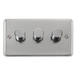 Click DPCH163 Deco Plus Polished Chrome 3 Gang 100W 2 Way LED Dimmer Switch image