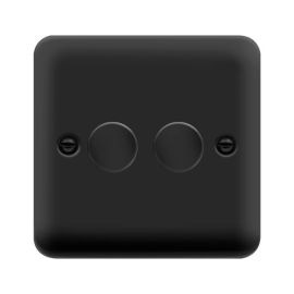 Click DPMB162 Deco Plus Matt Black 2 Gang 100W 2 Way LED Dimmer Switch