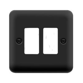 Click DPMB20402 GridPro Matt Black 2 Gang Deco Plus Range Front Plate