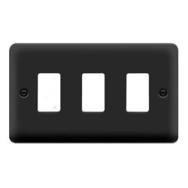 Click DPMB20403 GridPro Matt Black 3 Gang Deco Plus Range Front Plate image