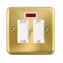 Click DPSB024WH Deco Plus Satin Brass 20A 2 Pole Sink or Bath Switch - White Insert image