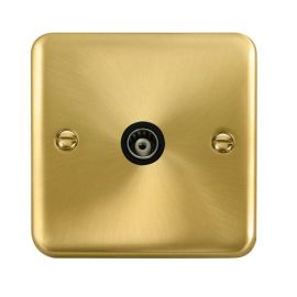 Click DPSB158BK Deco Plus Satin Brass 1 Gang Isolated Co-Axial Socket - Black Insert image