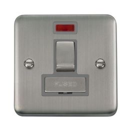 Click DPSS752GY Deco Plus Stainless Steel Ingot 13A 2 Pole Neon Switched Fused Spur Unit - Grey Insert image