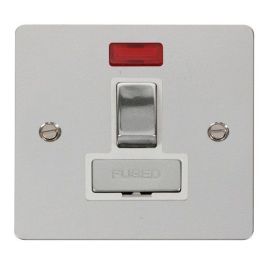 Click FPCH752WH Define Polished Chrome Ingot 13A Neon 2 Pole Switched Fused Spur Unit - White Insert image