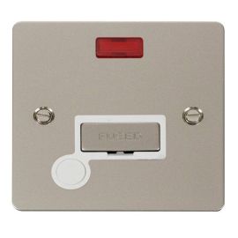 Click FPPN553WH Define Pearl Nickel Ingot 13A Optional Flex Outlet Neon Fused Spur Unit - White Insert image