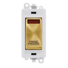 Click GM2018NPWSB-FF GridPro Satin Brass 20AX 2 Pole Neon FRIDGE FREEZER Switch Module - White Insert
