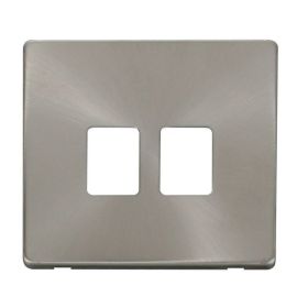 Click SCP118BS Definity Brushed Steel Screwless 2 Gang RJ11 or RJ45 Cover Plate image