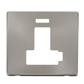 Click SCP452BS Brushed Steel Definity Screwless 13A Neon Lockable Switched Fused Spur Unit Cover Plate image