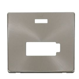 Click SCP453BS Brushed Steel Definity Screwless 13A Neon Lockable Fused Spur Unit Cover Plate image