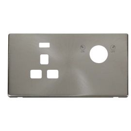 Click SCP655BS Definity Brushed Steel Screwless 1 Gang 13A 2 Pole Neon Key Lockable Socket Cover Plate image