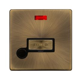 Click SFAB553BK Definity Complete Antique Brass Screwless 1 Gang 13A Unswitched Flex Outlet Neon Fused Spur Unit image