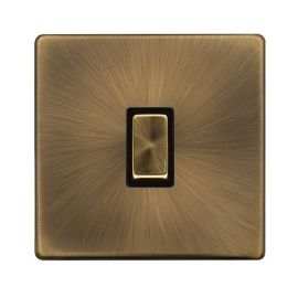 Click SFAB722BK Definity Complete Antique Brass Screwless 1 Gang 20A 2 Pole Plate Switch image