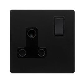 Click SFBK034BK Definity Complete Matt Black Screwless 1 Gang 15A Switched 3-Pin Round Pin Socket image