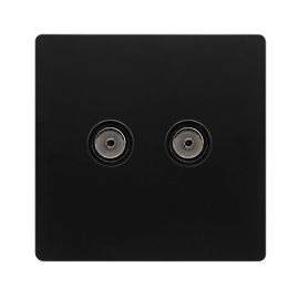 Click SFBK066BK Definity Complete Matt Black Screwless 2 Gang Non-Isolated Coaxial Outlet image