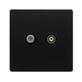 Click SFBK157BK Definity Complete Matt Black Screwless 2 Gang Non-Isolated Satellite Outlet image