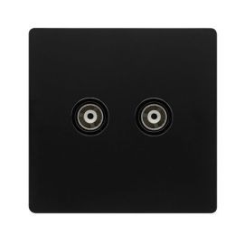 Click SFBK159BK Definity Complete Matt Black Screwless 2 Gang Isolated Coaxial Outlet image