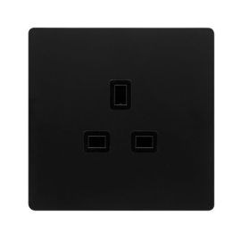 Click SFBK630BK Definity Complete Matt Black Screwless 1 Gang 13A Unswitched Socket image