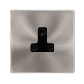 Click SFBS038BK Definity Complete Brushed Steel Screwless 1 Gang 5A Round Pin Socket - Black Insert image