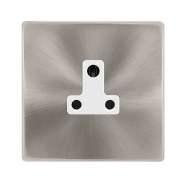 Click SFBS038PW Definity Complete Brushed Steel Screwless 1 Gang 5A Round Pin Socket - White Insert image