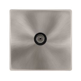 Click SFBS065BK Definity Complete Brushed Steel Screwless 1 Gang Non-Isolated Coaxial Outlet - Black Insert image