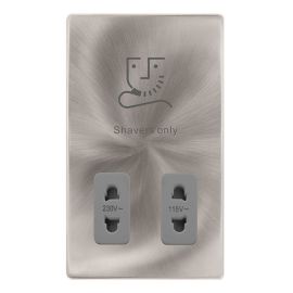 Click SFBS100GY Definity Complete Brushed Steel Screwless 115-230V Dual Voltage Shaver Socket - Grey Insert image