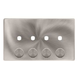Click SFBS144PL Definity Complete Brushed Steel Screwless 2 Gang 4 Aperture Unfurnished Dimmer Plate