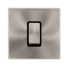 Click SFBS500BK Definity Complete Brushed Steel Screwless 1 Gang 50A 2 Pole Plate Switch - Black Insert image