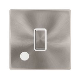 Click SFBS522PW Definity Complete Brushed Steel Screwless 20A 2 Pole Flex Outlet Plate Switch - White Insert image