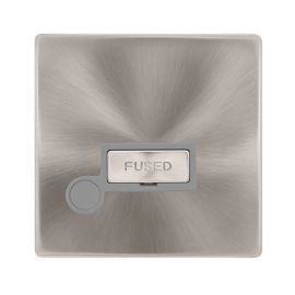 Click SFBS550GY Definity Complete Brushed Steel Screwless 1 Gang 13A Flex Outlet Fused Spur Unit - Grey Insert image