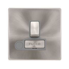 Click SFBS551GY Definity Complete Brushed Steel Screwless 1 Gang 13A Flex Outlet Switched Fused Spur Unit - Grey Insert image