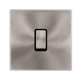 Click SFBS722BK Definity Complete Brushed Steel Screwless 1 Gang 20A 2 Pole Plate Switch - Black Insert image