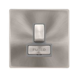 Click SFBS751GY Definity Complete Brushed Steel Screwless 1 Gang 13A 2 Pole Switched Fused Spur Unit - Grey Insert image