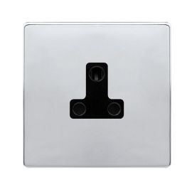 Click SFCH038BK Definity Complete Polished Chrome Screwless 1 Gang 5A Round Pin Socket - Black Insert image