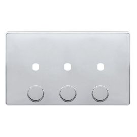 Click SFCH143PL Definity Complete Polished Chrome Screwless 2 Gang 3 Aperture Unfurnished Dimmer Plate image
