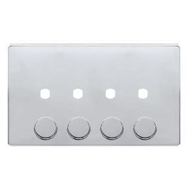 Click SFCH144PL Definity Complete Polished Chrome Screwless 2 Gang 4 Aperture Unfurnished Dimmer Plate image