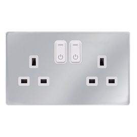 Click SFCH30036PW Definity Complete Polished Chrome Screwless 2 Gang 13A Zigbee Smart Switched Socket - White Insert image
